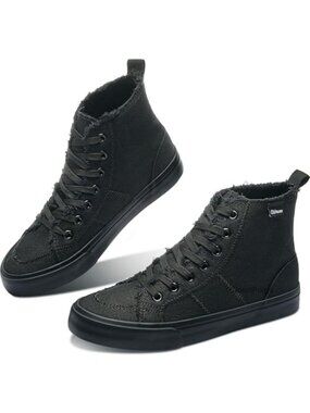 High Top Canvas Sneakers Lace Up Mid Fashion Casual Shoes